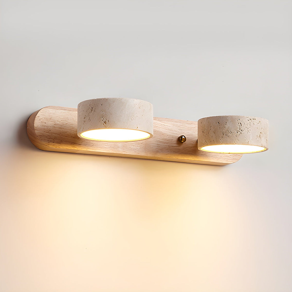 Aplique de pared LED de piedra y madera, regulable, 3 temperaturas de color, luz de acento moderna para pasillo, dormitorio o sala de estar, textura natural, minimalista