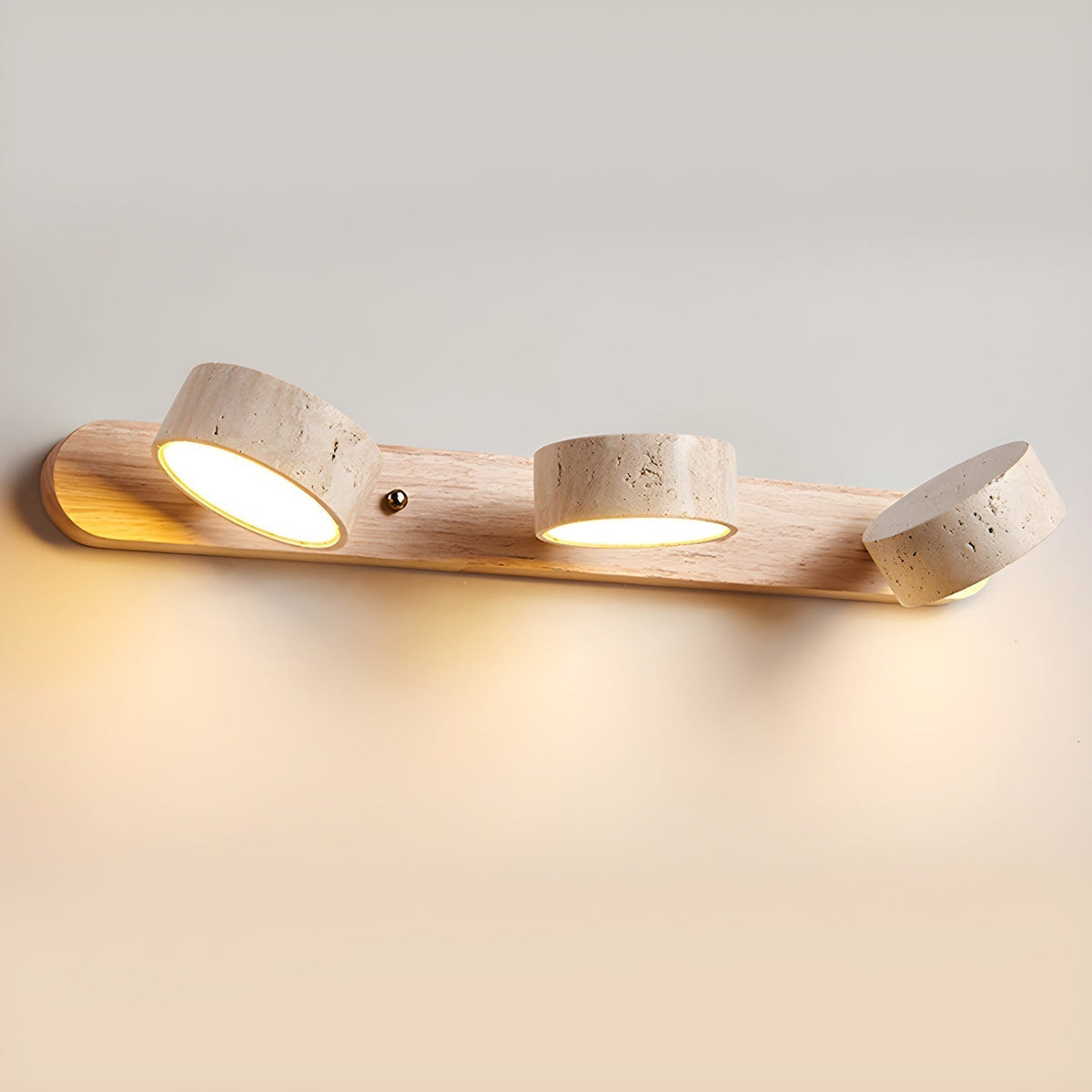 Aplique de pared LED de piedra y madera, regulable, 3 temperaturas de color, luz de acento moderna para pasillo, dormitorio o sala de estar, textura natural, minimalista