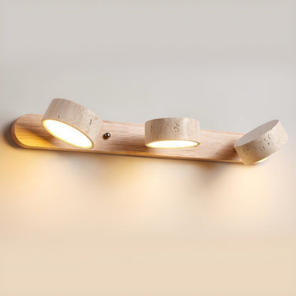 Aplique de pared LED de piedra y madera, regulable, 3 temperaturas de color, luz de acento moderna para pasillo, dormitorio o sala de estar, textura natural, minimalista