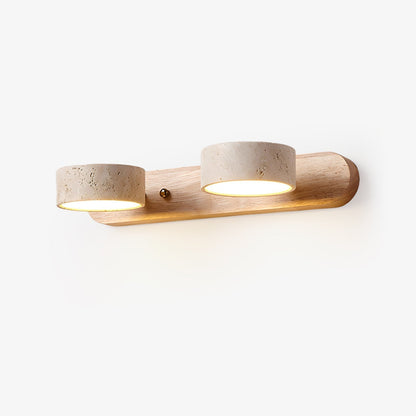 Aplique de pared LED de piedra y madera, regulable, 3 temperaturas de color, luz de acento moderna para pasillo, dormitorio o sala de estar, textura natural, minimalista