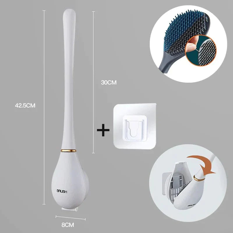 Escobilla de baño Tresco - Silicona flexible con soporte de secado rápido, montaje en pared