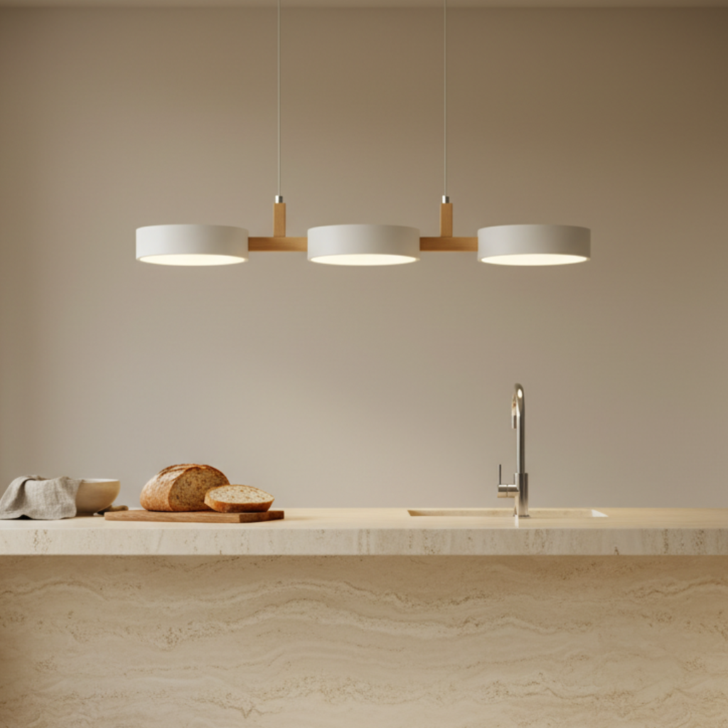 Trestle | Linear Pendant Light with Staggered Metal Shades | Scandinavian Design for Modern Spaces