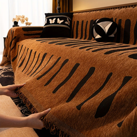 Tribal Chenille Sofa Cover - Soft Microfiber, Stylish Protection