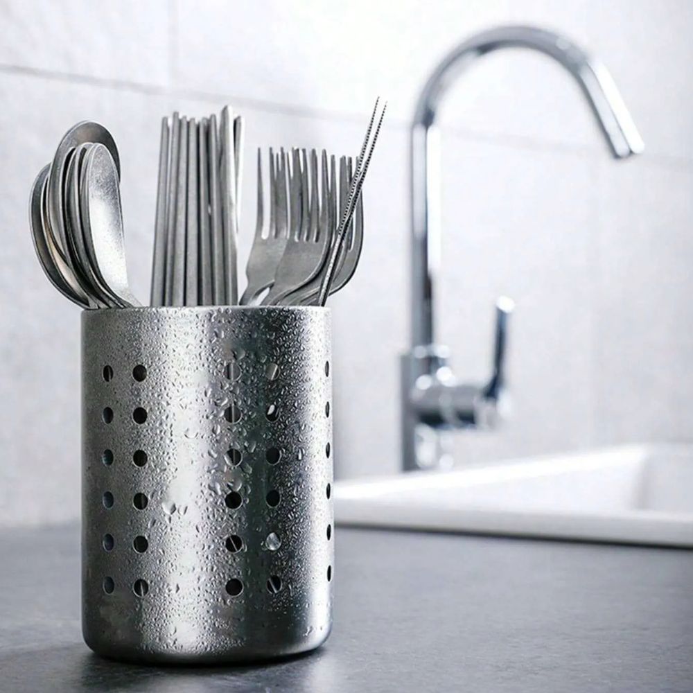 Trivena Kitchen Organizer - Stainless Steel Cutlery Tray with Drainage