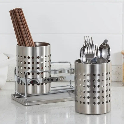 Trivena Kitchen Organizer - Stainless Steel Cutlery Tray with Drainage