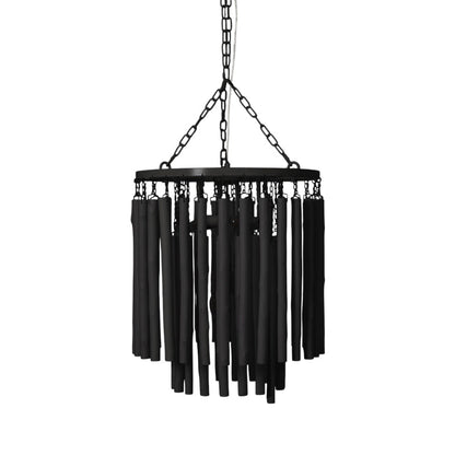 Round Tiered Wood and Metal Ceiling Light for Dining Room, Living Room and Bedroom – Adjustable Pendant with Whitewash Finish – 6 to 18 Arms