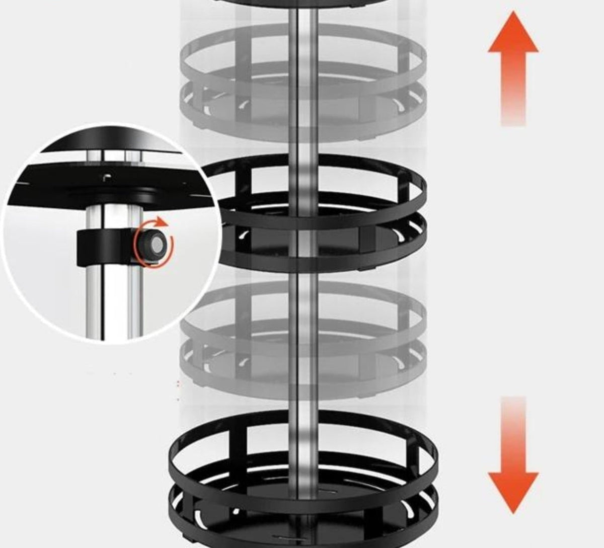 TwistRack | Rotating Storage Shelf with Adjustable Height | Space-Saving Organizer for Kitchen and Bathroom