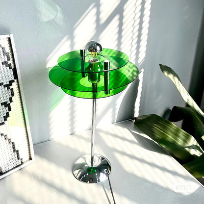 Sculptural Acrylic Accent Lamp with LED Compatibility – 9 in Geometric Nightstand Light for Bedroom Office Reading – Modern Stacked Design U