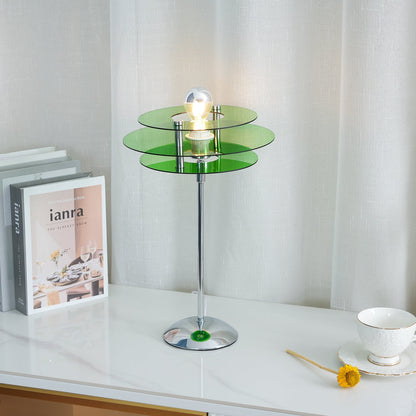 Sculptural Acrylic Accent Lamp with LED Compatibility – 9 in Geometric Nightstand Light for Bedroom Office Reading – Modern Stacked Design U