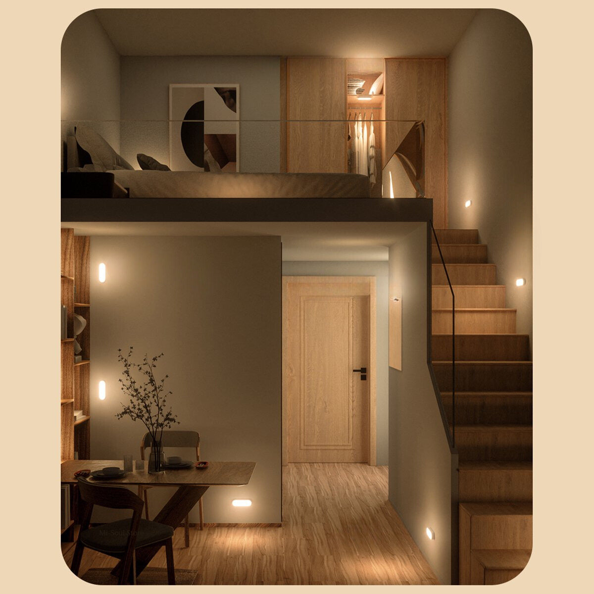 Motion Activated Wall Light USB Rechargeable LED Sensor Lamp for Hallways Stairs Closets Battery Powered Wireless Night Light Warm White