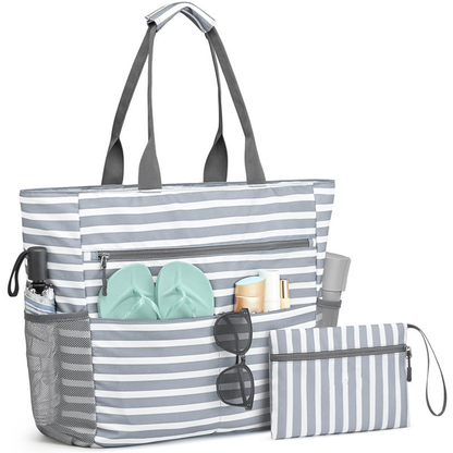 Ortekor Ultimate Beach Tote | Extra Large Waterproof Bag with 13 Pockets for Organized Summer Adventures