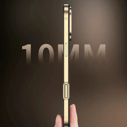 Minimalist Aluminum iPhone Bumper Case with Flat Edge Design & Camera Protector for iPhone 13-17 Pro Max Air Plus
