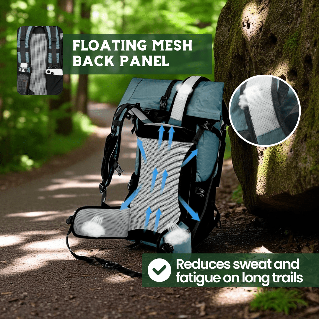 Lightweight 50L Roll-Top Backpack – Expandable Water-Resistant Hiking Bag