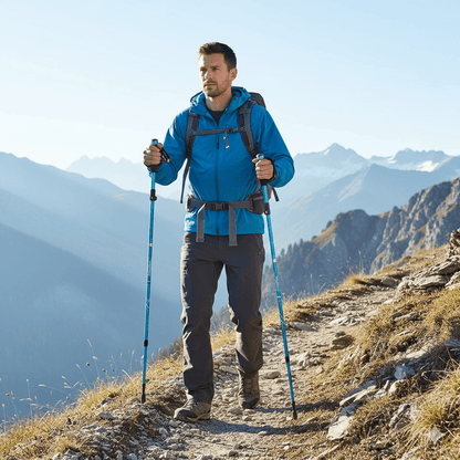 Bastones de trekking ajustables, bastones de senderismo plegables con empuñadura de EVA, bastones de aluminio ultraligeros para acampar