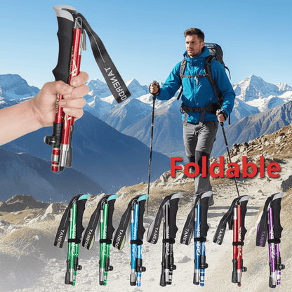 Bastones de trekking ajustables, bastones de senderismo plegables con empuñadura de EVA, bastones de aluminio ultraligeros para acampar
