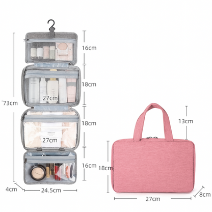 Travel Essentials | Multi-Compartment Toiletries Organizer with Zippered Pockets | Durable Design for Organized Packing