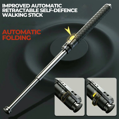 Spring-Loaded Telescoping Support Cane with Anti-Slip Grip for Trail Hiking & City Walking