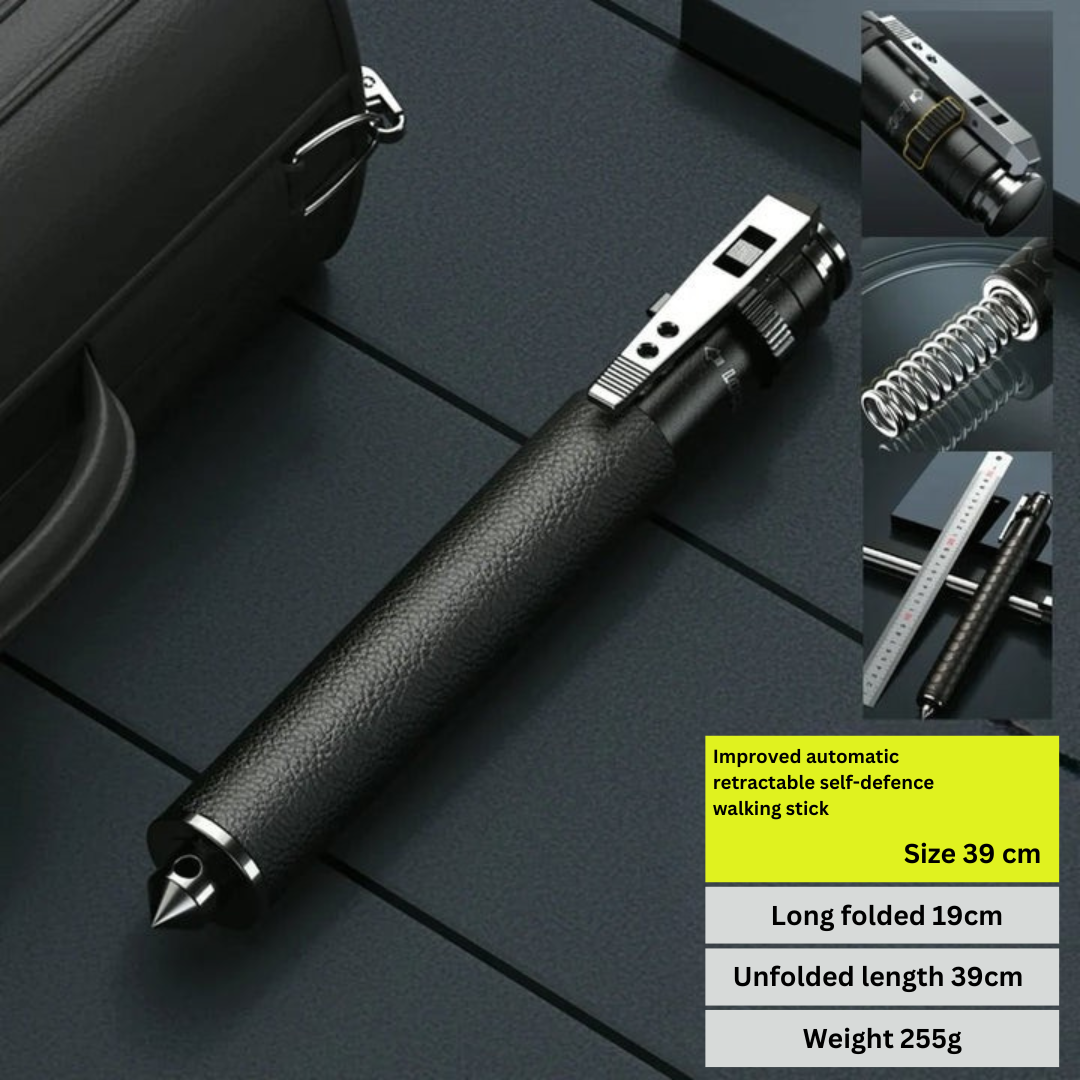 Adjustable Walking Stick for Self-Defense – One-Click Safety Tool