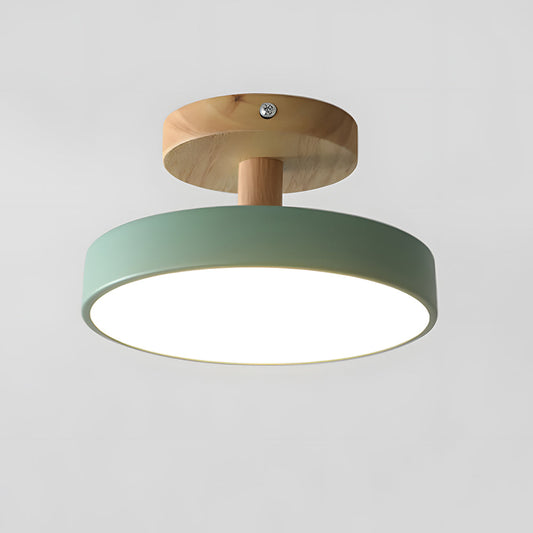 Lámpara de techo de madera y metal de montaje empotrado | Lámpara LED de color suave para dormitorio, pasillo y sala de estar | 12W estilo escandinavo | Moderno