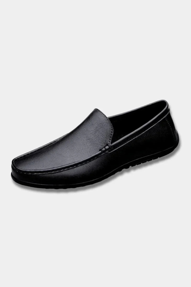 Men's Genuine Leather Slip-On Loafers with Cushioned Footbed – Breathable Dress Shoes for Work & Casual Wear