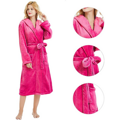 Vivianne Fleece Bathrobe - Hooded Women's Robe, Soft and Warm