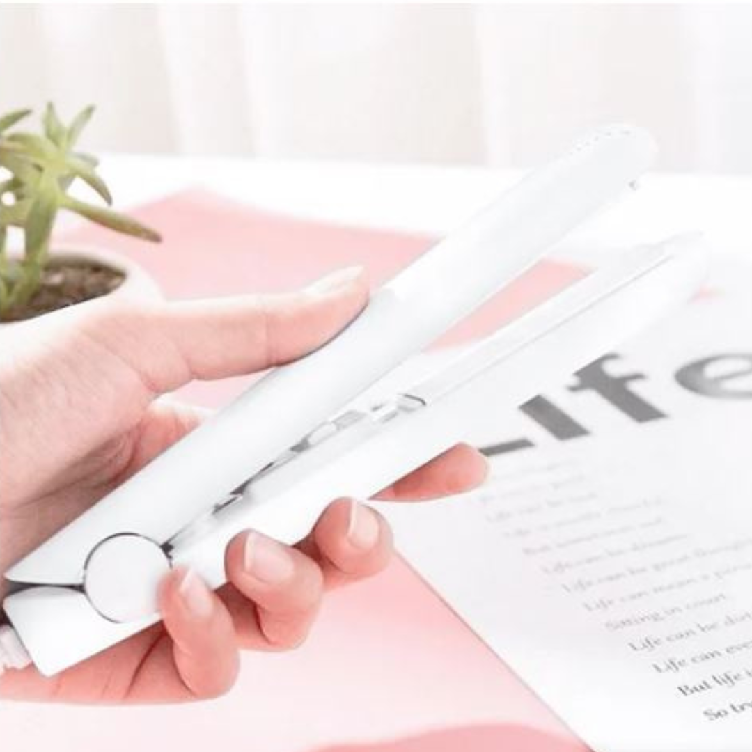 Compact Ceramic Hair Straightener & Curling Iron with 3D Floating Plates for Travel & Bangs