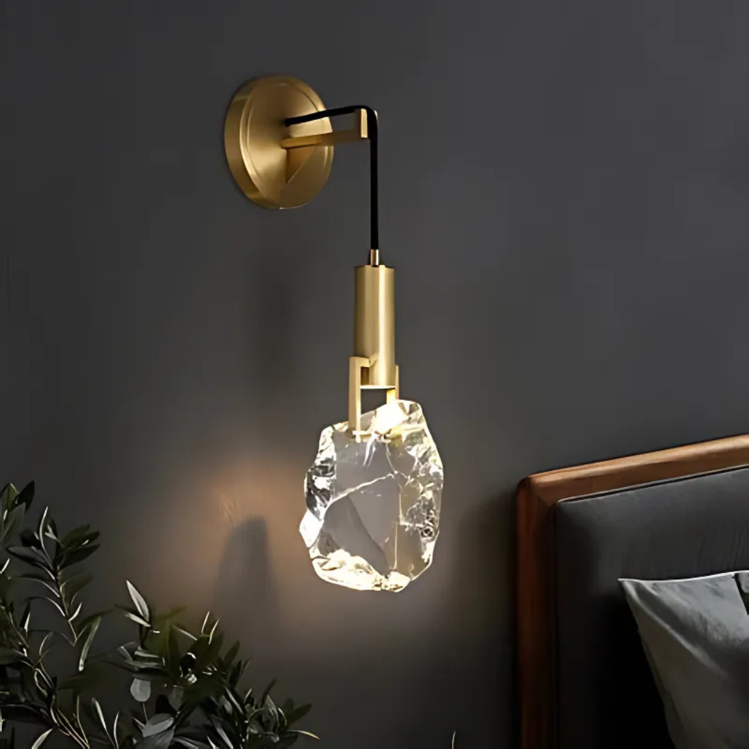 Hanging Fixture with Polished Copper & Faceted Glass Shade for Dining Room, Kitchen Island, Entryway