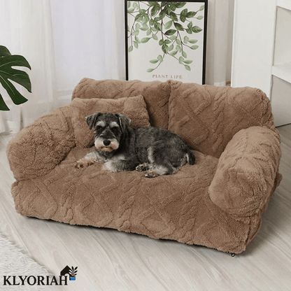 Cama para perro tipo sofá acogedora con borde elevado – Diseño de felpa suave