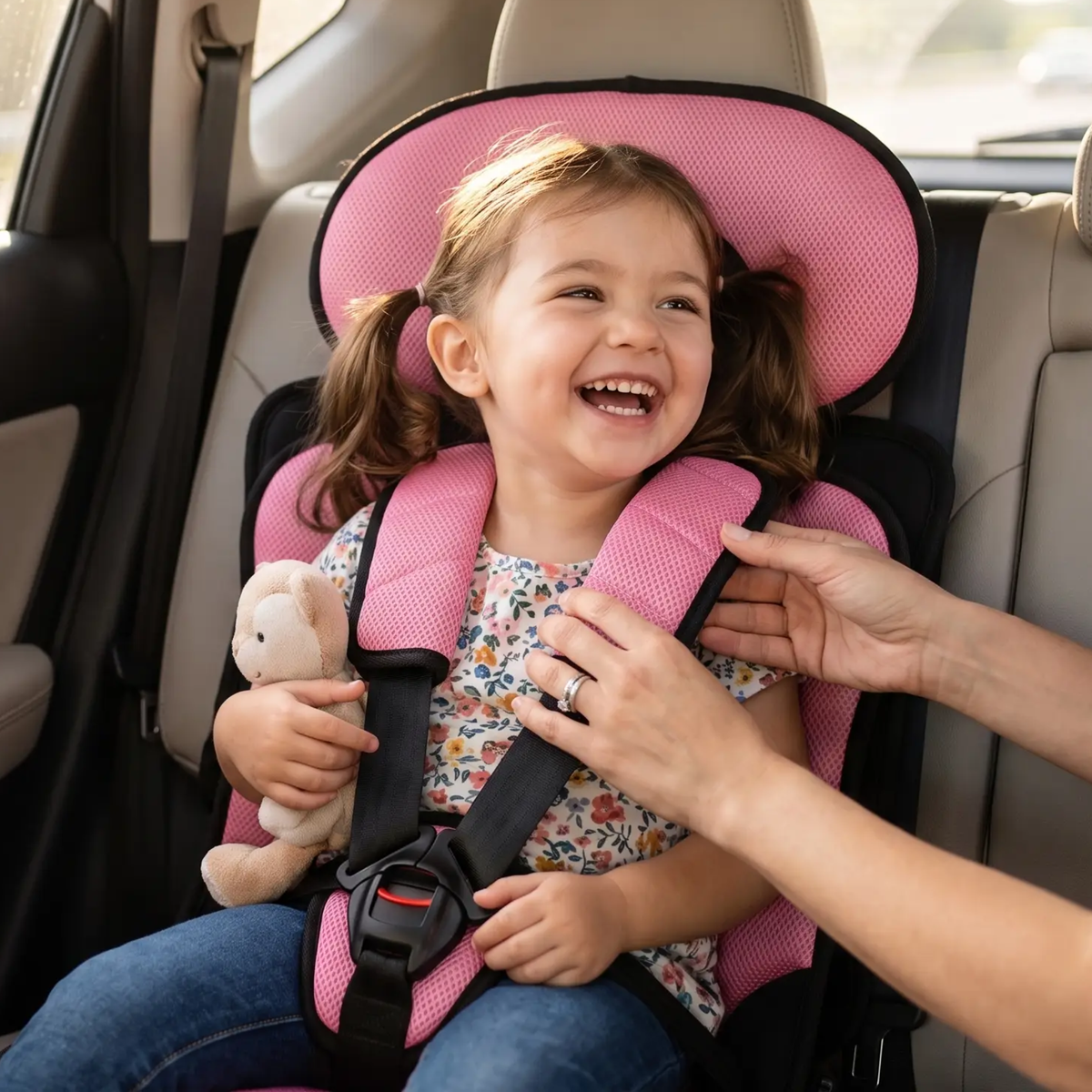 Collapsible Travel Booster Seat with 5-Point Harness for Kids 1-14 Years – Lightweight Car Safety Seat for Rideshares, Rentals & Family Trip