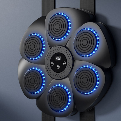 Interactive Boxing Trainer with Music & RGB Lights – Wall-Mount Reflex Pad for Home Workouts – USB Rechargeable Fitness Target with