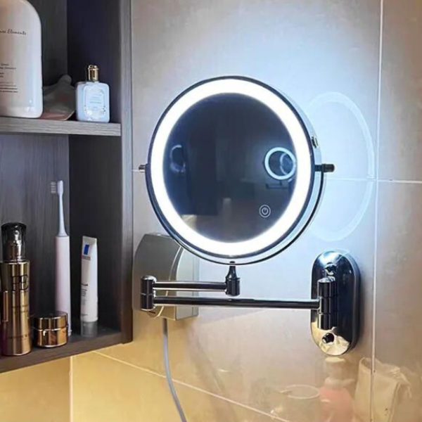 Elegant LED Magnifying Mirror with Adjustable Lighting for Flawless Makeup Application