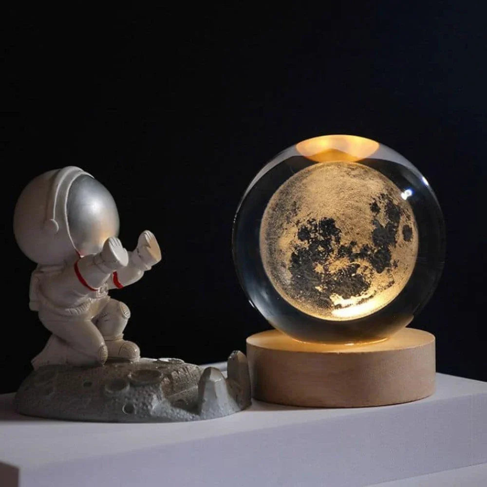 Cosmic Crystal Ball Night Light with LED Color Display | 25 Space Designs | USB Powered Galaxy Sphere Lamp for Bedroom, Living Room & Gift