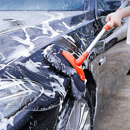 Telescoping Car Wash Brush with 360° Rotating Head & Extension Pole for Vehicles, RVs, Windows