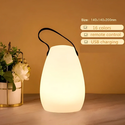 Rechargeable Cordless LED Table Lamp Waterproof Portable Indoor Outdoor Lighting 16 Color Settings Remote Control for Patio Camping Bedside