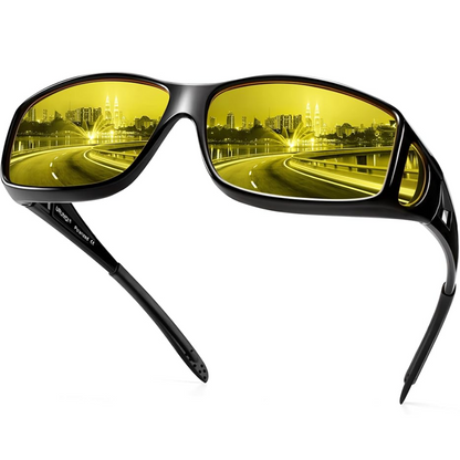 Yellow-Tinted Driving Eyewear for Reduced Headlight Glare at Night & Dusk | Polarized Lenses for Improved Road Visibility | Featherweight