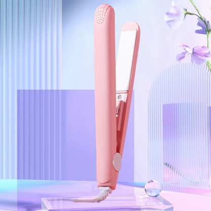 Compact Ceramic Hair Straightener & Curling Iron with 3D Floating Plates for Travel & Bangs
