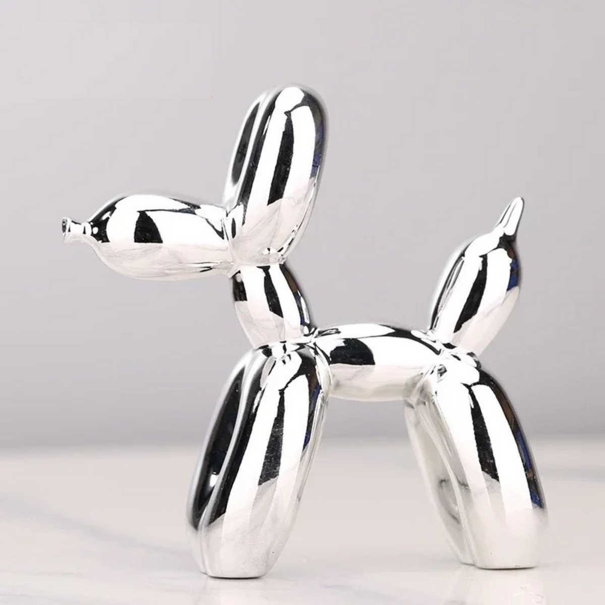 Glossy Resin Pup Figurine 9.8 Inches Indoor Shelf Ornament Contemporary Home Accent Tabletop Gallery-Inspired Desk Accessory for Modern Home