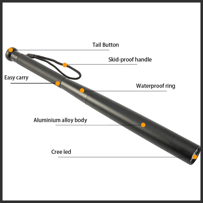 LED Flashlight Bat Shaped, Aluminum Alloy Torch Light with 3 Lighting Modes for Self Defense and Emergency
