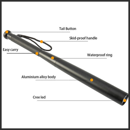 LED Flashlight Bat Shaped, Aluminum Alloy Torch Light with 3 Lighting Modes for Self Defense and Emergency