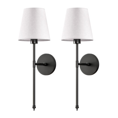 Remote Control Wall Sconce Set of 2 Gold 20 Inch Wireless Reading Light for Bedroom Living Room Adjustable Brightness Battery Operated Fabri
