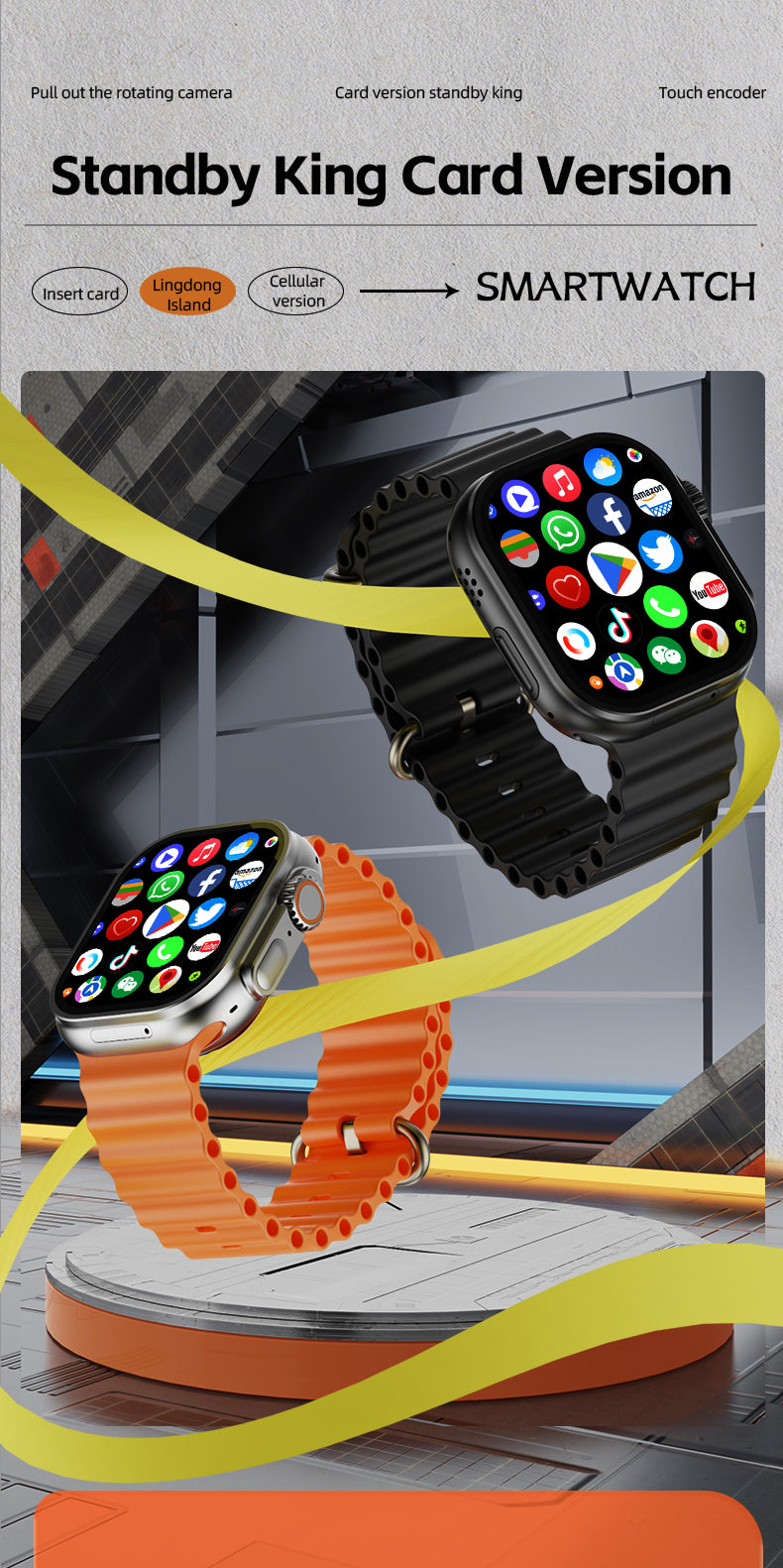Reloj inteligente | Pantalla táctil 4G LTE con cámara giratoria y batería de larga duración | Rastreador de actividad física versátil para actividades diarias