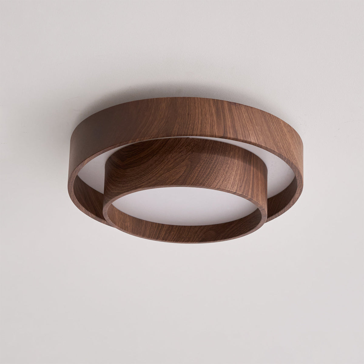 Round Flush Mount LED Ceiling Light Fixture Wood Grain Metal 16 in Diameter for Bedroom Living Room Kitchen Office Low Profile Modern Overhe
