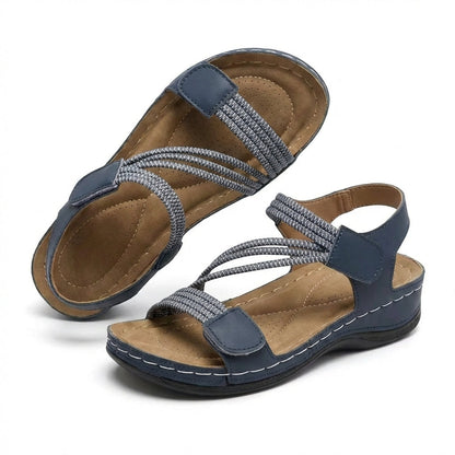 Women's Cushioned Wedge Sandals – Open-Toe Slip-On with Shock-Absorbing Sole for All-Day Comfort & Pain Relief – Casual Summer Footwear