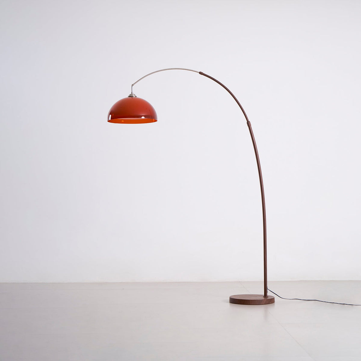 Arc Floor Lamp 65 Inch Adjustable Height Metal Amber Dome Shade Reading Light Over Couch Corner Seating Mid-Century Modern E26 Base Foot Swi