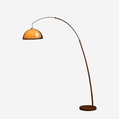 Arc Floor Lamp 65 Inch Adjustable Height Metal Amber Dome Shade Reading Light Over Couch Corner Seating Mid-Century Modern E26 Base Foot Swi