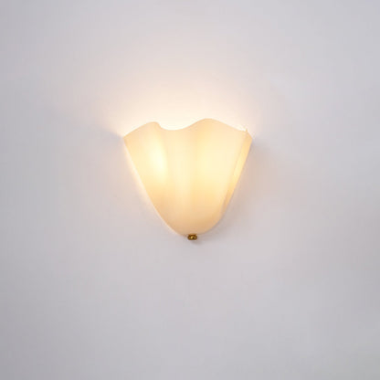 Hand-Blown Glass Wall Sconce 11 in Wide Petal Shade Lighting Fixture Bedroom Hallway Ambient Light E26 Base 110-120V Dual Bulb Decorative Mo