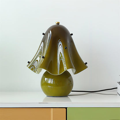 Artisan Glass Desk Lamp 12.6 Inches Tall With Sculpted Shade For Bedroom Office Nightstand Ambient Glow Multicolor Choices Contemporary Styl