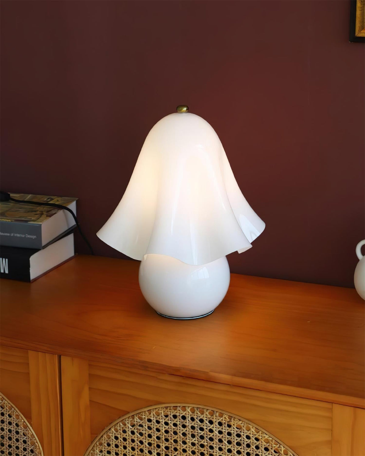 Artisan Glass Desk Lamp 12.6 Inches Tall With Sculpted Shade For Bedroom Office Nightstand Ambient Glow Multicolor Choices Contemporary Styl