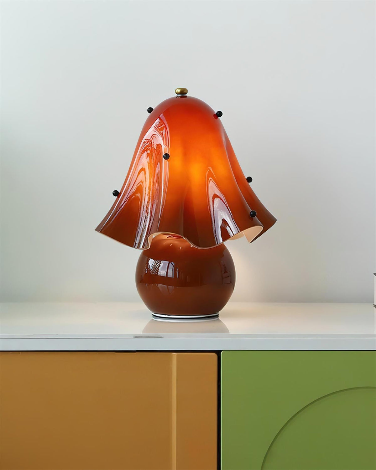 Artisan Glass Desk Lamp 12.6 Inches Tall With Sculpted Shade For Bedroom Office Nightstand Ambient Glow Multicolor Choices Contemporary Styl