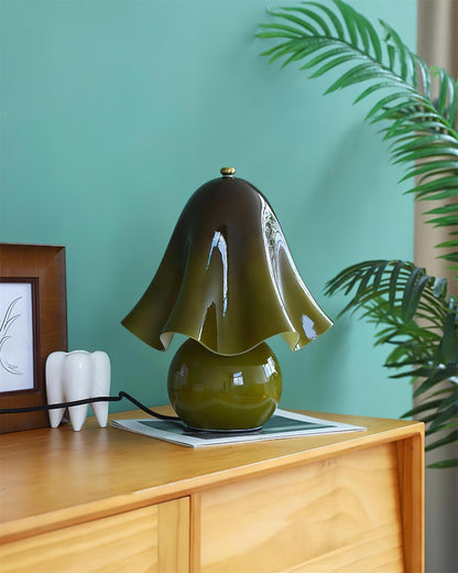 Artisan Glass Desk Lamp 12.6 Inches Tall With Sculpted Shade For Bedroom Office Nightstand Ambient Glow Multicolor Choices Contemporary Styl